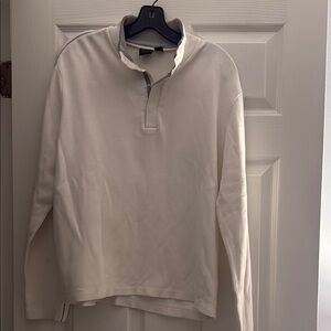 Boss White and Gray Sweater